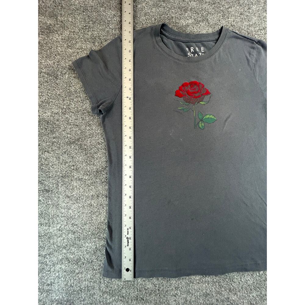 Free State XL Gray Rose Graphic T Shirt Womens Short Sleeve Floral Casual Tee - Picture 7 of 8